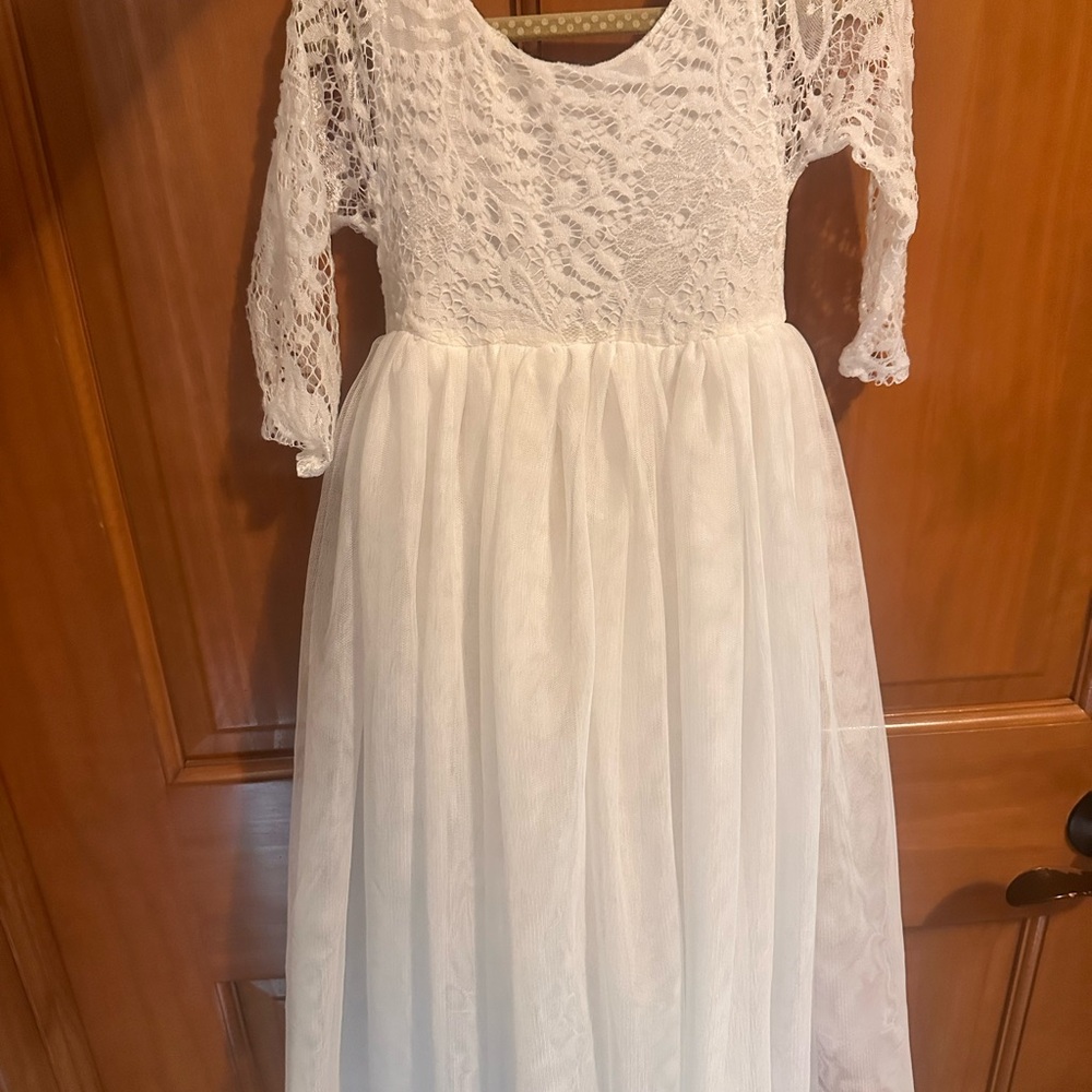 Elegant White Lace Kids Dress